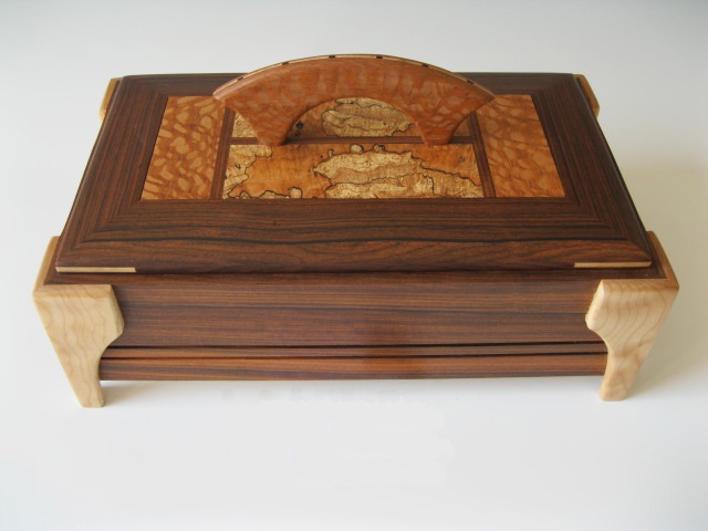 Handmade wooden decorative trinket boxes made of bubinga with modern handle